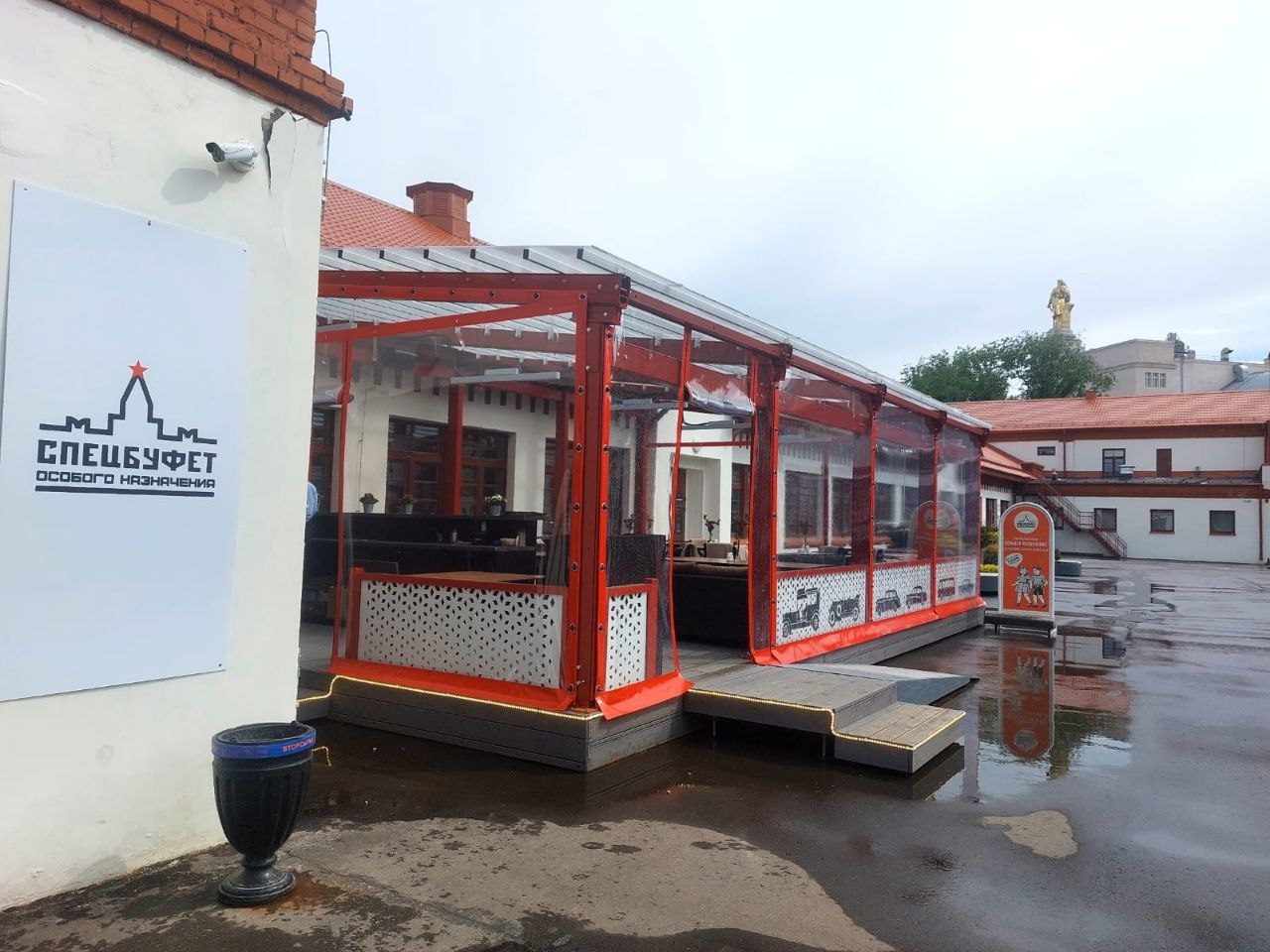 ПВХ шторы для летней террасы кафе в Вольгинском
